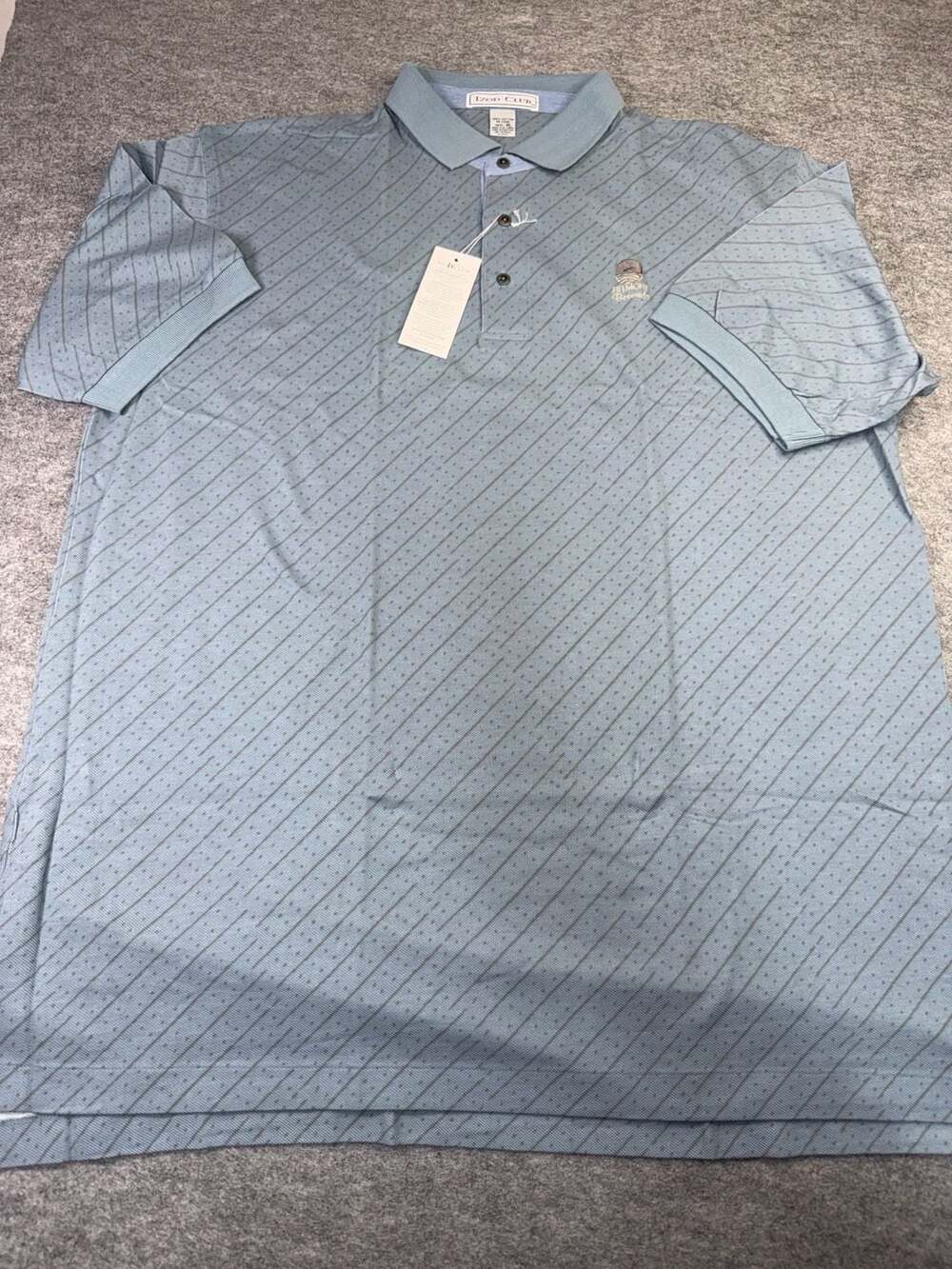 Izod Club Belmont Bermuda Polo Shirt Size XL Blue Geometric Print New